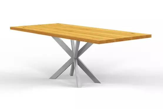 Holztisch Industriedesign Kreuzgestelle